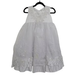 Kids Size 2 White Baptism Christening Dress Virgen De Guadalupe Embroidery